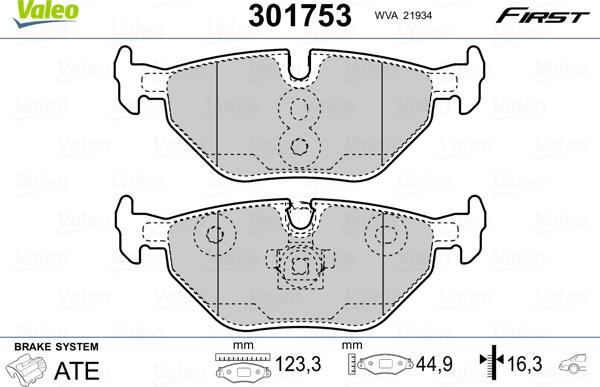 Valeo 301753 - Bremžu uzliku kompl., Disku bremzes ps1.lv