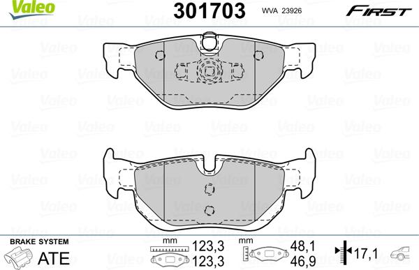 Valeo 301703 - Bremžu uzliku kompl., Disku bremzes ps1.lv