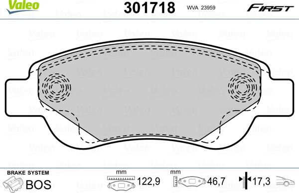 Valeo 301718 - Bremžu uzliku kompl., Disku bremzes ps1.lv