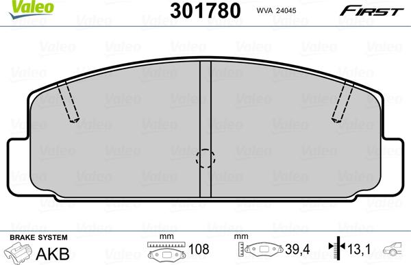 Valeo 301780 - Bremžu uzliku kompl., Disku bremzes ps1.lv