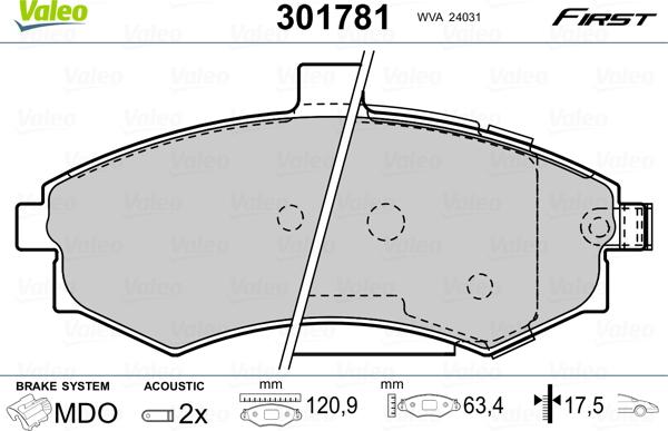 Valeo 301781 - Bremžu uzliku kompl., Disku bremzes ps1.lv