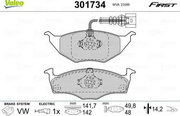 Valeo 301734 - Bremžu uzliku kompl., Disku bremzes ps1.lv