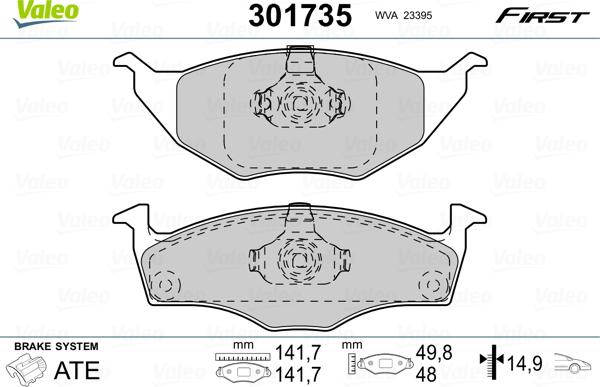 Valeo 301735 - Bremžu uzliku kompl., Disku bremzes ps1.lv