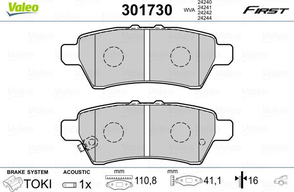 Valeo 301730 - Bremžu uzliku kompl., Disku bremzes ps1.lv