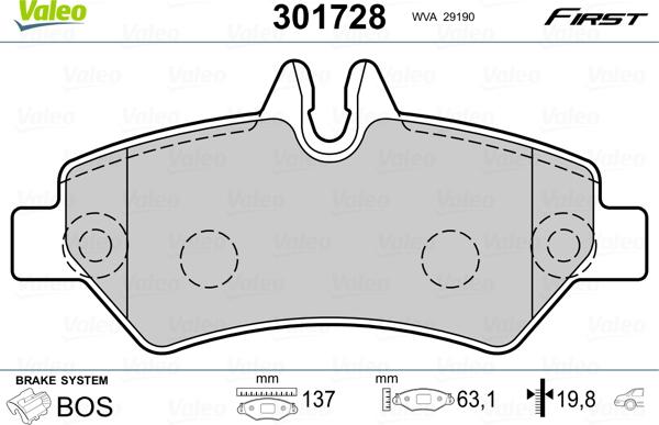 Valeo 301728 - Bremžu uzliku kompl., Disku bremzes ps1.lv