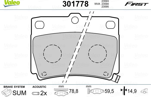 Valeo 301778 - Bremžu uzliku kompl., Disku bremzes ps1.lv