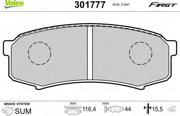 Valeo 301777 - Bremžu uzliku kompl., Disku bremzes ps1.lv