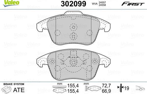 Valeo 302099 - Bremžu uzliku kompl., Disku bremzes ps1.lv