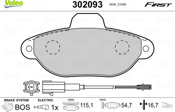 Valeo 302093 - Bremžu uzliku kompl., Disku bremzes ps1.lv