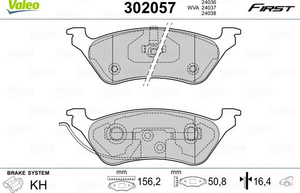 Valeo 302 057 - Bremžu uzliku kompl., Disku bremzes ps1.lv