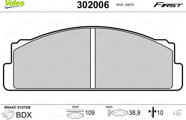 Valeo 302006 - Bremžu uzliku kompl., Disku bremzes ps1.lv