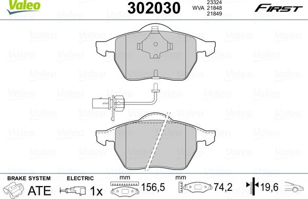 Valeo 302030 - Bremžu uzliku kompl., Disku bremzes ps1.lv