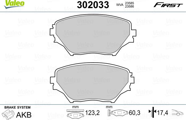 Valeo 302033 - Bremžu uzliku kompl., Disku bremzes ps1.lv