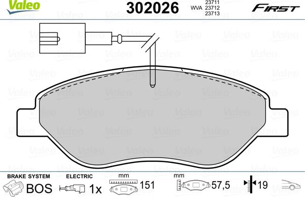 Valeo 302026 - Bremžu uzliku kompl., Disku bremzes ps1.lv