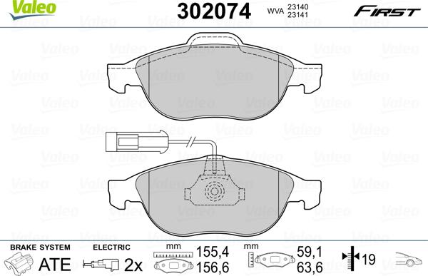 Valeo 302074 - Bremžu uzliku kompl., Disku bremzes ps1.lv