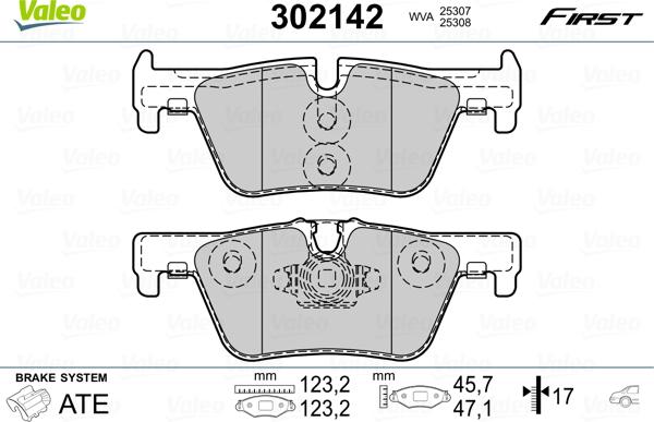 Valeo 302142 - Bremžu uzliku kompl., Disku bremzes ps1.lv