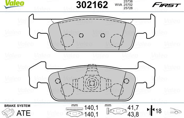 Valeo 302162 - Bremžu uzliku kompl., Disku bremzes ps1.lv