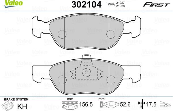 Valeo 302104 - Bremžu uzliku kompl., Disku bremzes ps1.lv