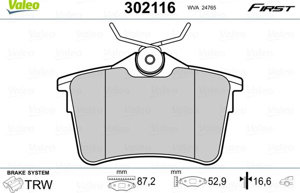 Valeo 302116 - Bremžu uzliku kompl., Disku bremzes ps1.lv