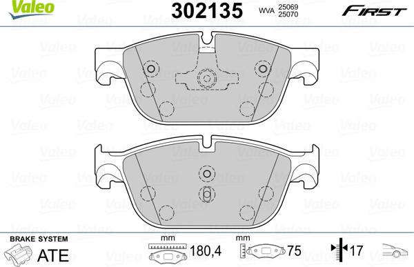 Valeo 302135 - Bremžu uzliku kompl., Disku bremzes ps1.lv