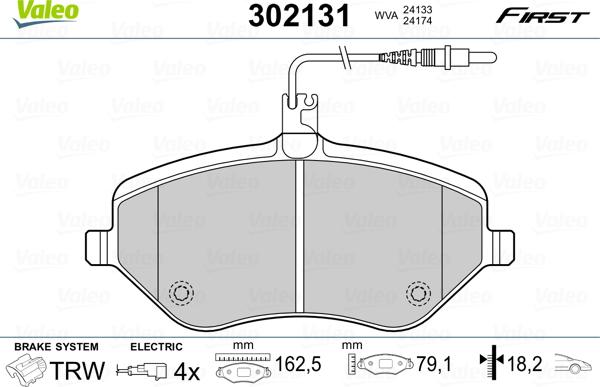 Valeo 302131 - Bremžu uzliku kompl., Disku bremzes ps1.lv