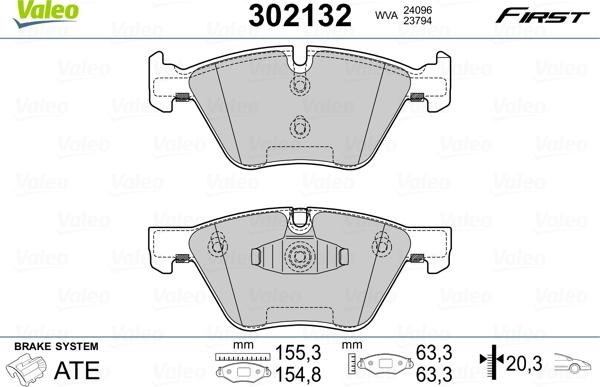 Valeo 302132 - Bremžu uzliku kompl., Disku bremzes ps1.lv