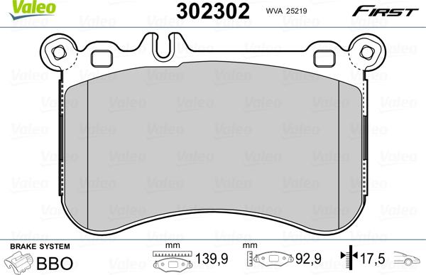 Valeo 302302 - Bremžu uzliku kompl., Disku bremzes ps1.lv