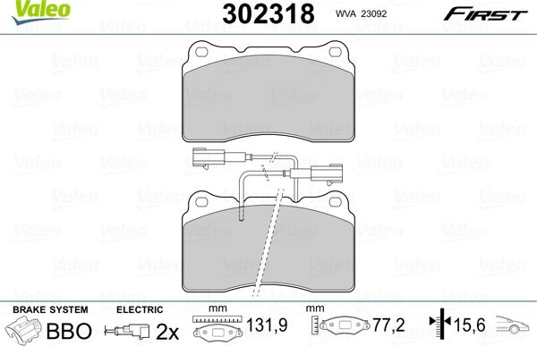 Valeo 302318 - Bremžu uzliku kompl., Disku bremzes ps1.lv