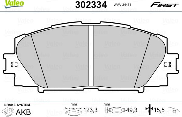 Valeo 302334 - Bremžu uzliku kompl., Disku bremzes ps1.lv