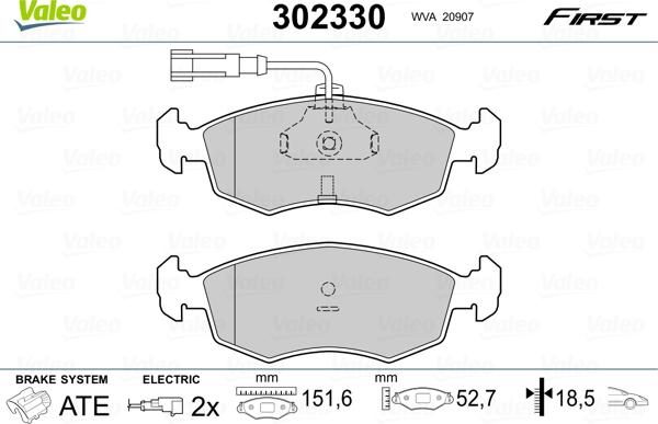 Valeo 302330 - Bremžu uzliku kompl., Disku bremzes ps1.lv