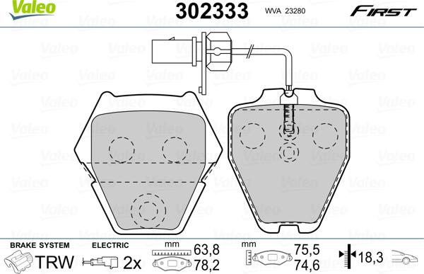 Valeo 302333 - Bremžu uzliku kompl., Disku bremzes ps1.lv