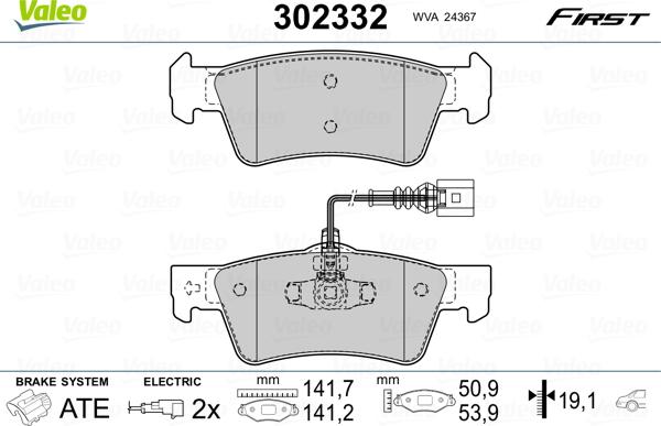 Valeo 302332 - Bremžu uzliku kompl., Disku bremzes ps1.lv