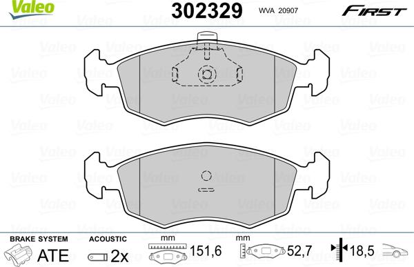 Valeo 302329 - Bremžu uzliku kompl., Disku bremzes ps1.lv