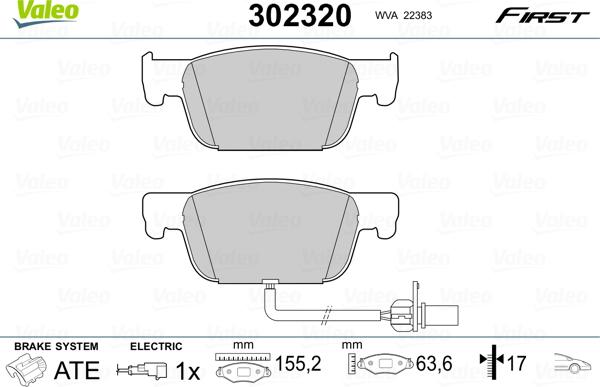 Valeo 302320 - Bremžu uzliku kompl., Disku bremzes ps1.lv