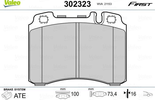 Valeo 302323 - Bremžu uzliku kompl., Disku bremzes ps1.lv