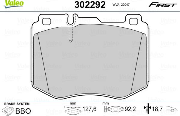 Valeo 302292 - Bremžu uzliku kompl., Disku bremzes ps1.lv