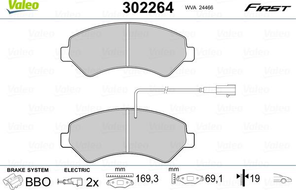 Valeo 302264 - Bremžu uzliku kompl., Disku bremzes ps1.lv