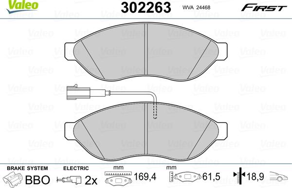 Valeo 302263 - Bremžu uzliku kompl., Disku bremzes ps1.lv