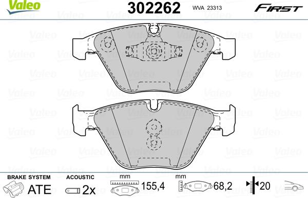 Valeo 302262 - Bremžu uzliku kompl., Disku bremzes ps1.lv