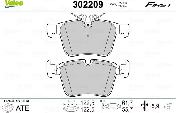 Valeo 302209 - Bremžu uzliku kompl., Disku bremzes ps1.lv