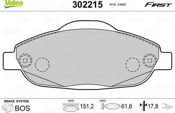 Valeo 302215 - Bremžu uzliku kompl., Disku bremzes ps1.lv