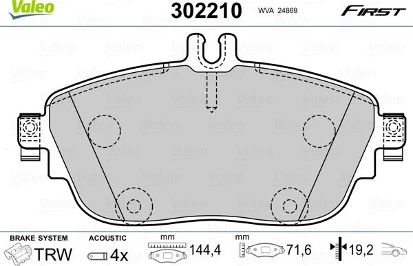 Valeo 302210 - Bremžu uzliku kompl., Disku bremzes ps1.lv