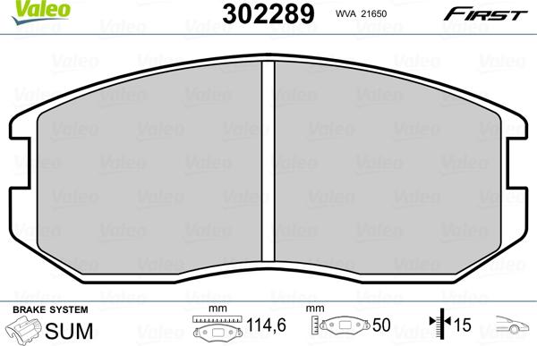 Valeo 302289 - Bremžu uzliku kompl., Disku bremzes ps1.lv