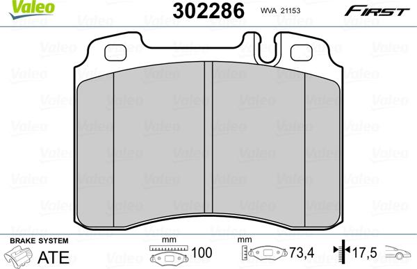 Valeo 302286 - Bremžu uzliku kompl., Disku bremzes ps1.lv