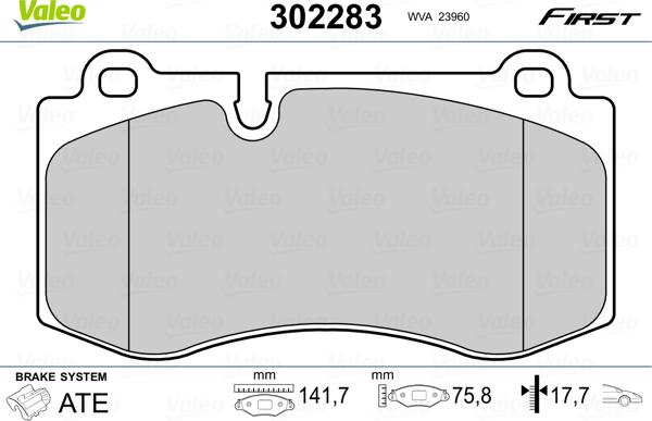 Valeo 302283 - Bremžu uzliku kompl., Disku bremzes ps1.lv