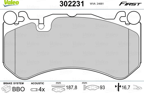 Valeo 302231 - Bremžu uzliku kompl., Disku bremzes ps1.lv