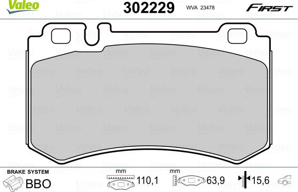 Valeo 302229 - Bremžu uzliku kompl., Disku bremzes ps1.lv