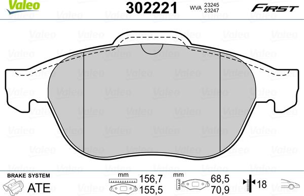 Valeo 302221 - Bremžu uzliku kompl., Disku bremzes ps1.lv