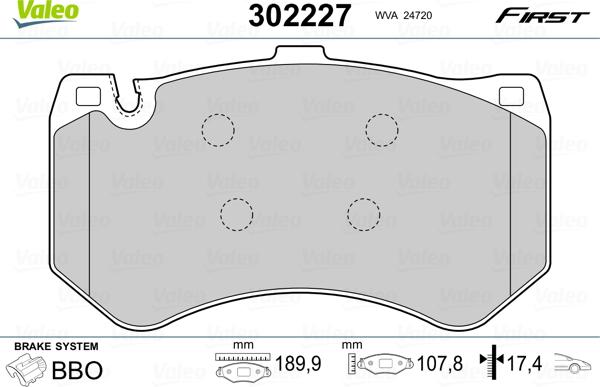 Valeo 302227 - Bremžu uzliku kompl., Disku bremzes ps1.lv