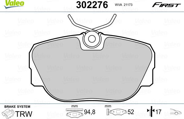 Valeo 302276 - Bremžu uzliku kompl., Disku bremzes ps1.lv